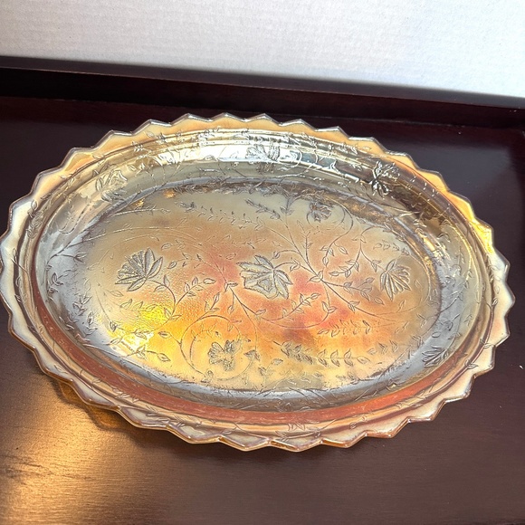 1950s Jeannette Glass Company Floragold oval plate or tray - Picture 4 of 8